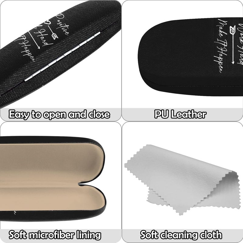 Cabreche Glasses Case Hard Shell Eyeglass Portable Glasses Eyeglasses Holder Box with Cleaning Cloth Women Girls Men Cute - Image 4